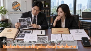 แฟ้มเอกสารคดีและ USB บรรจุไฟล์ต้นฉบับวางบนโต๊ะทำงาน